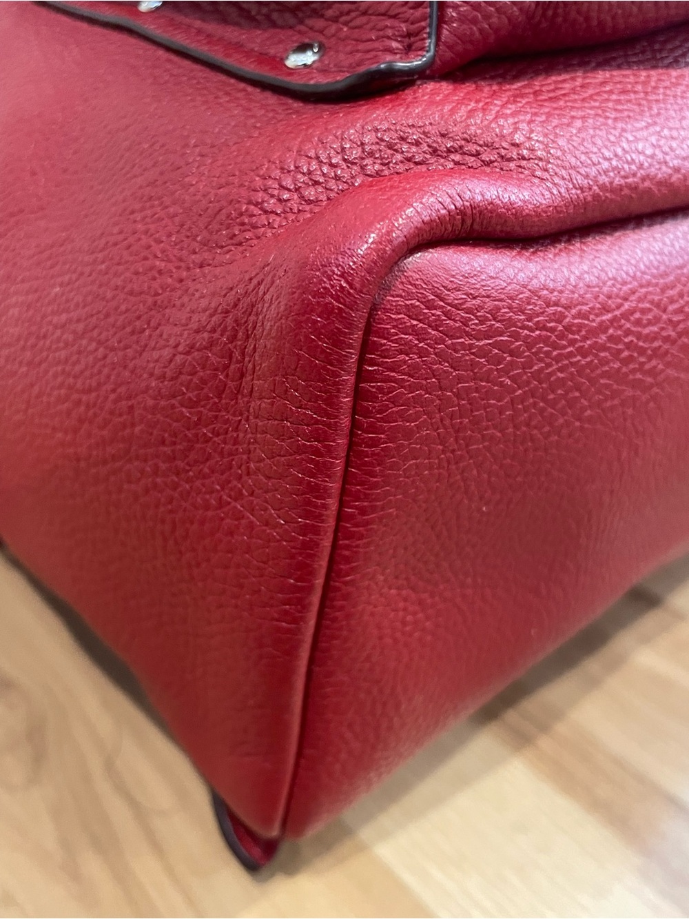 Coach EUC Red Pebble Leather Turnlock Backpack with stud pocket detail. ♥️ - Picture 11 of 16